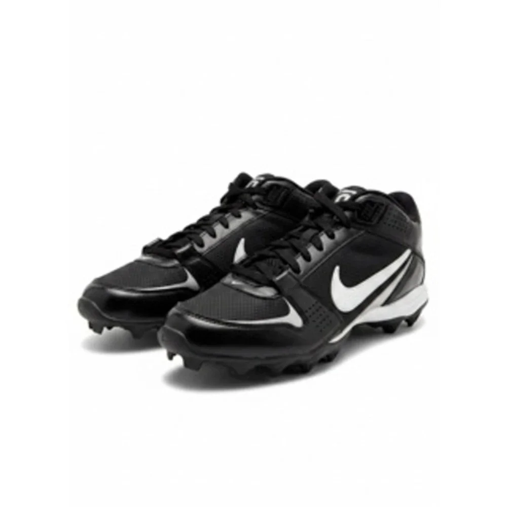 Nike Shark Football Cleats Mens 9 Black White Silver Mid Top 396232-011